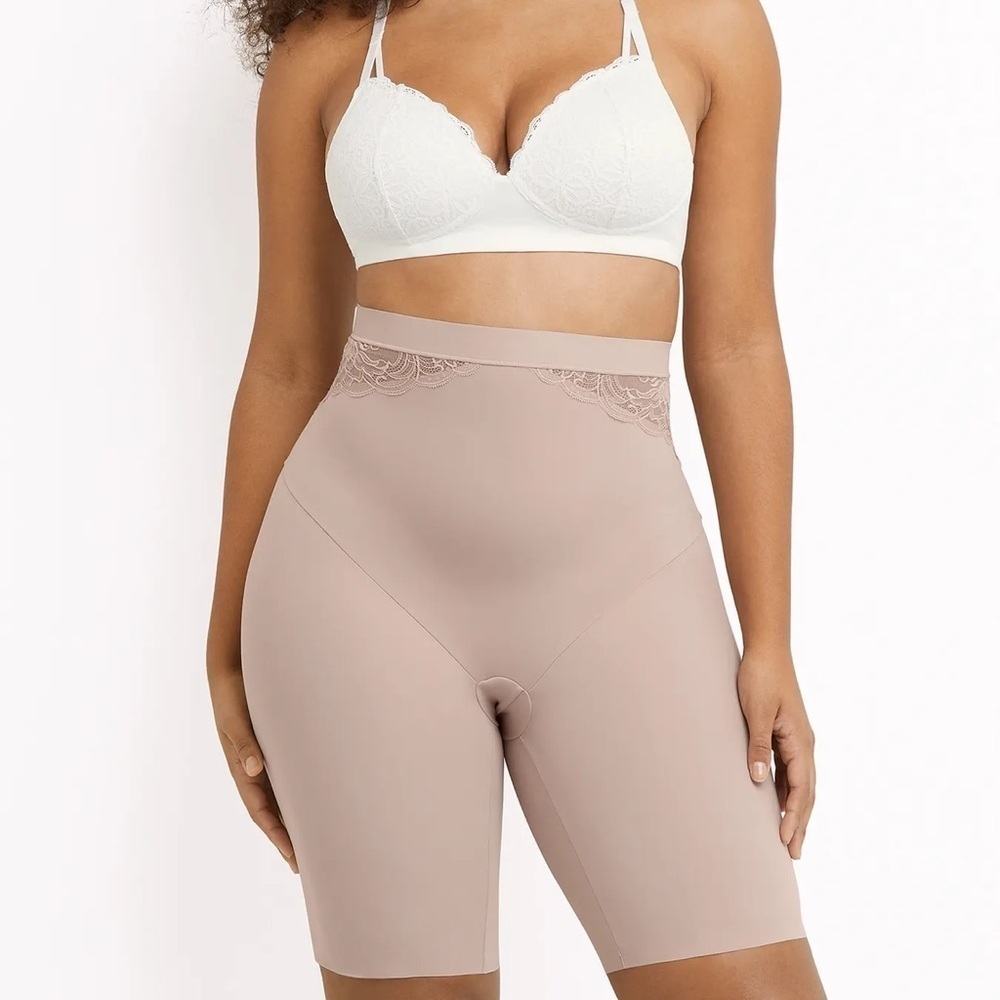 Maidenform Lace High Waist Thigh Slimmer Shapewear shorts NWT LARGE